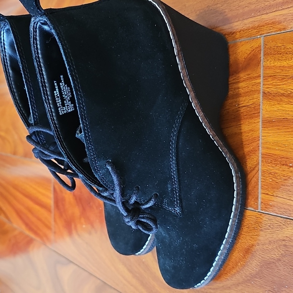 White Mountain Lambert Black Suede Wedge Ankle Booties 9M